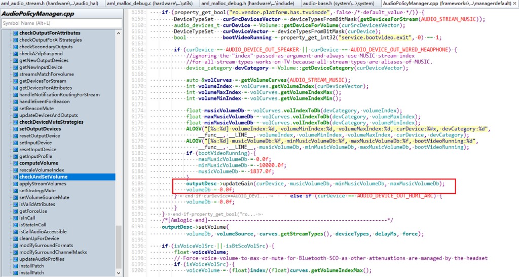 APM checkAndSetVolume → updateGain